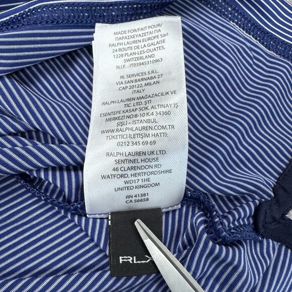 RLX Ralph Lauren Polo Shirt Men’s Size XL Blue Striped Dallas Country Club Golf - Picture 7 of 10